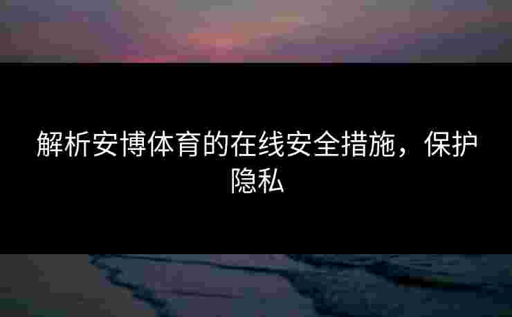 解析安博体育的在线安全措施，保护隐私